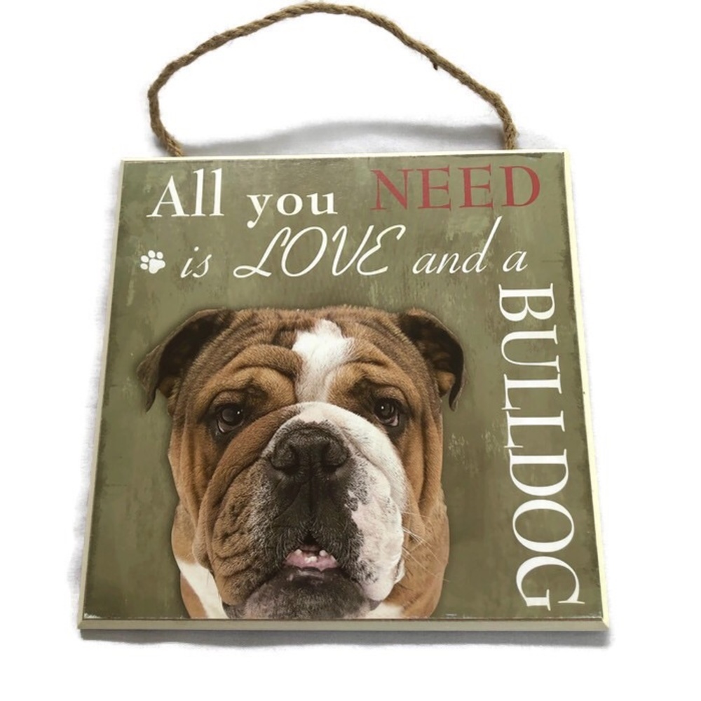 Bulldog dog lovers pet plaque hanging sign puppy